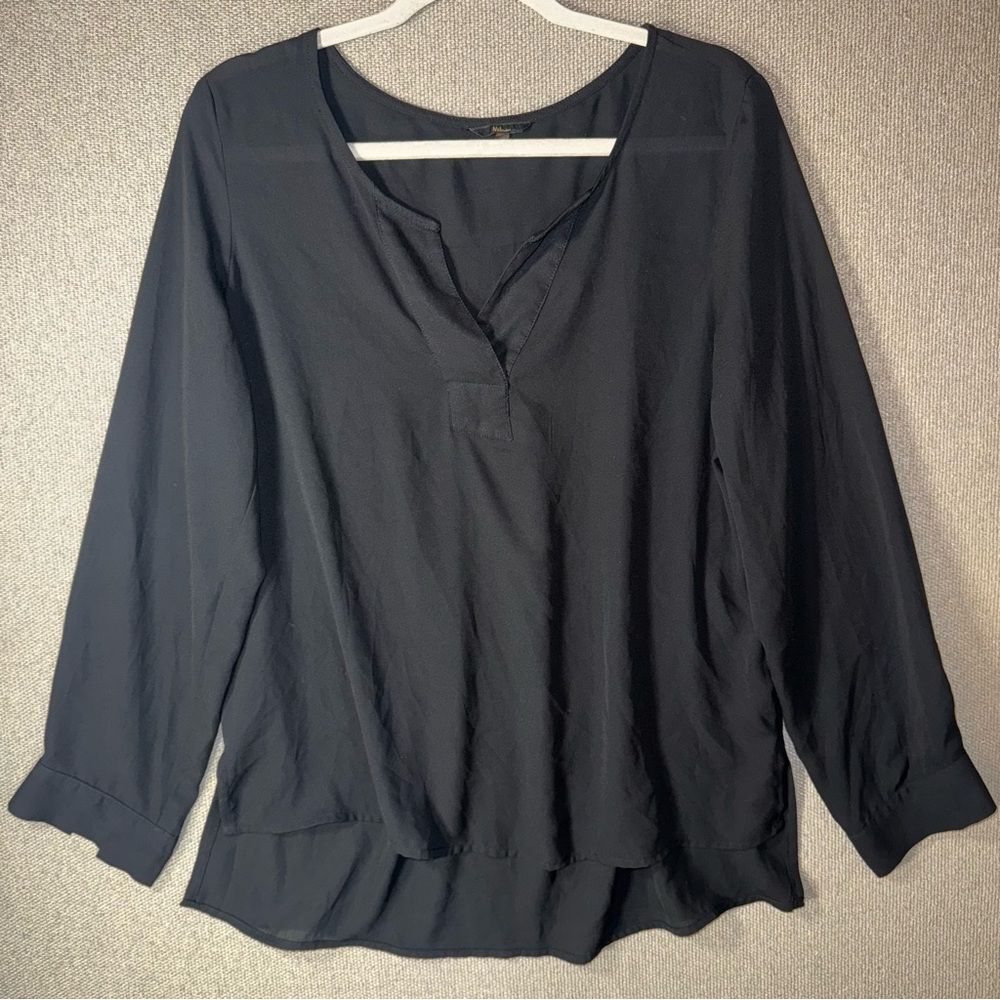 Milano size large Black Long Sleeve Blouse